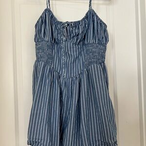 American Eagle Outfitters Blue Striped Jumpsuit